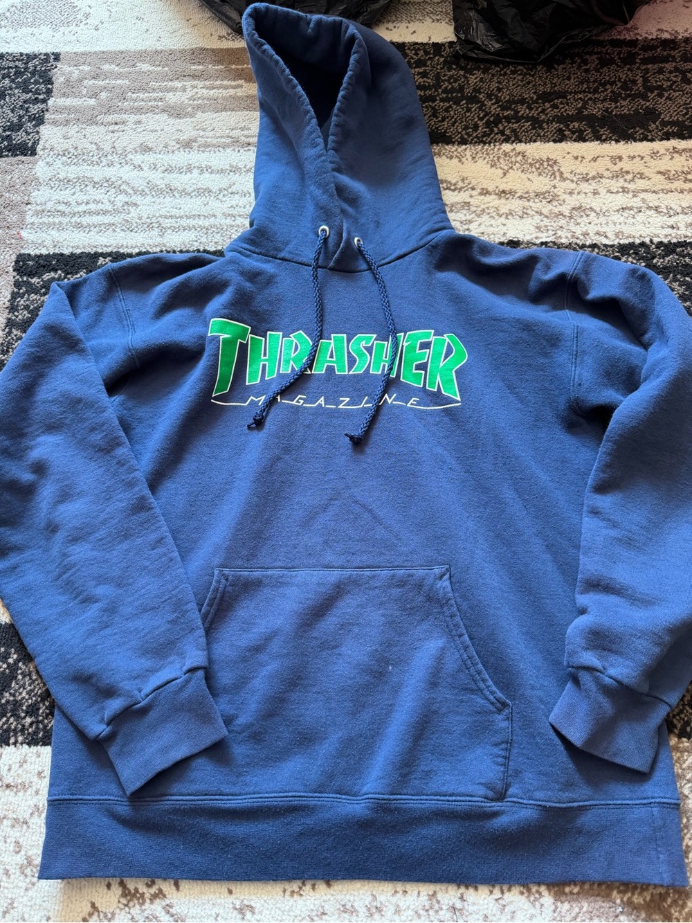 Men’s skater Thrasher Navy Blue & Green Pullover Hoodie